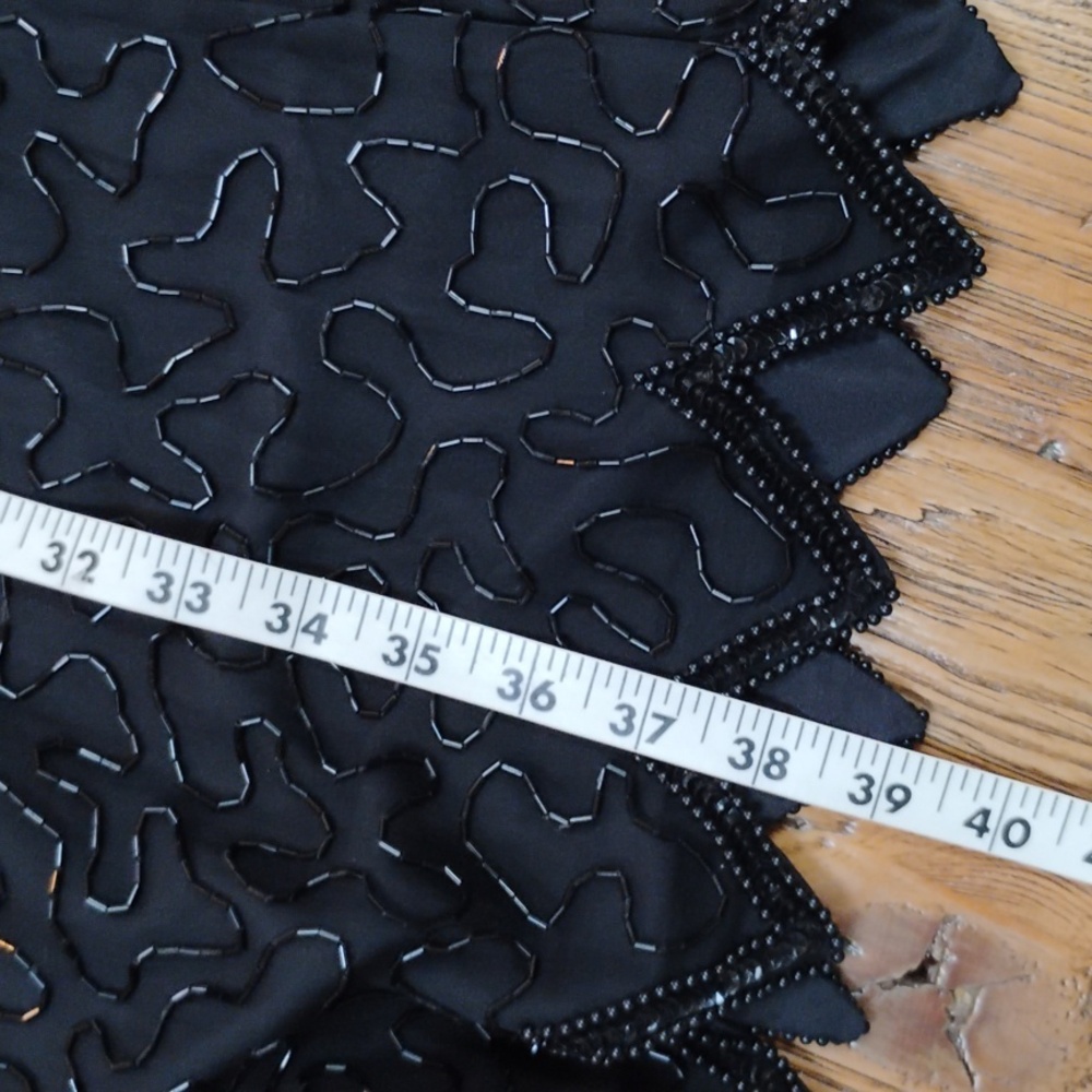 Vintage Laurence Kazar Black Sheath Dress Beaded Size Large - Picture 11 of 11